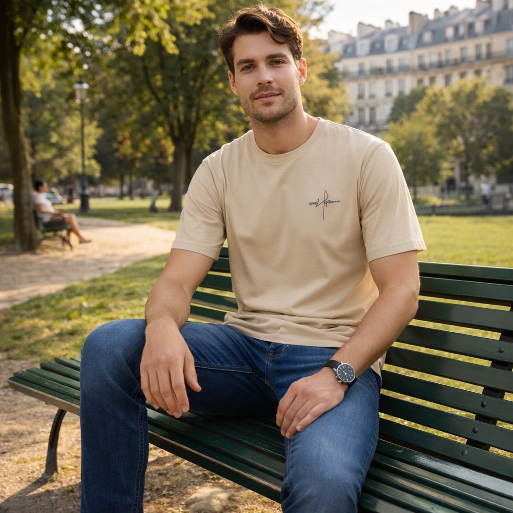 T-shirt Homme en Coton Col Rond