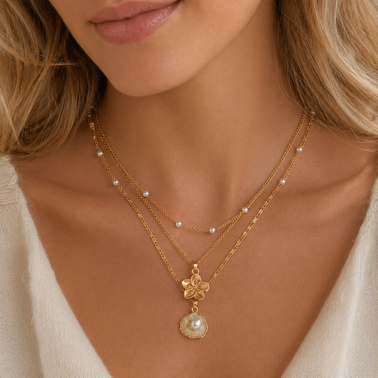 Collier Fleur & Perles