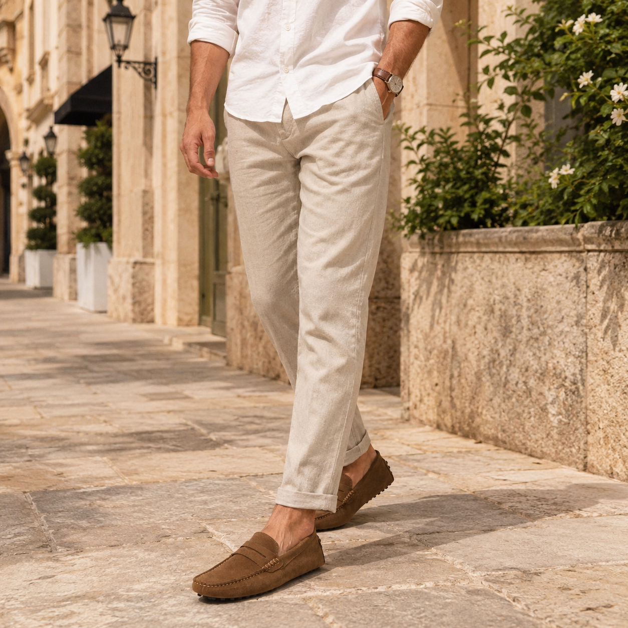 Mocassins homme en cuir véritable aspect daim