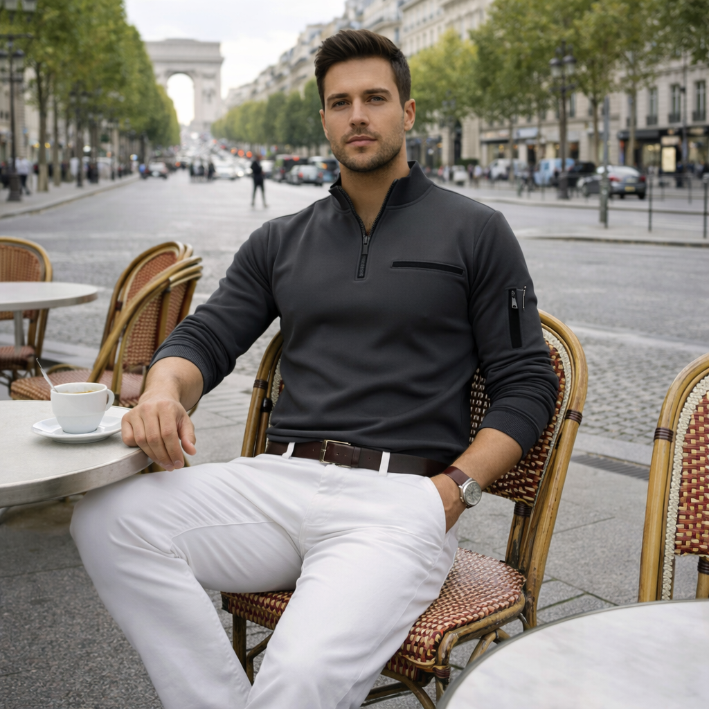 Polo Homme Col Zippé | Coupe Ample & Manches Longues