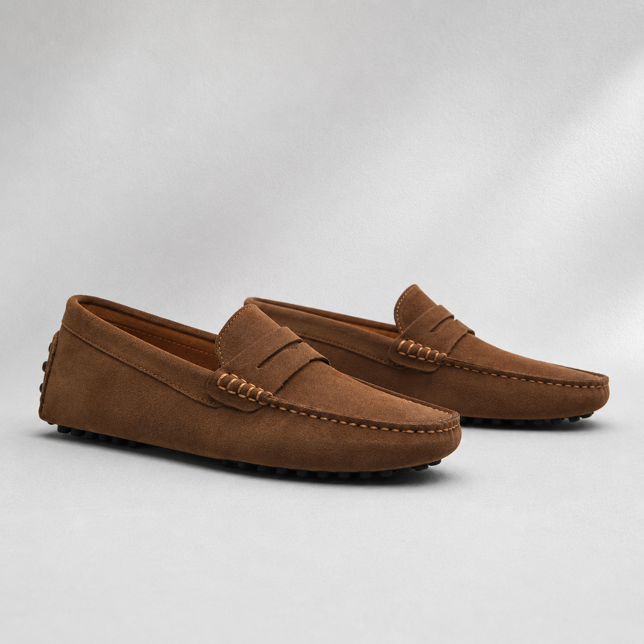 Mocassins homme en cuir véritable aspect daim