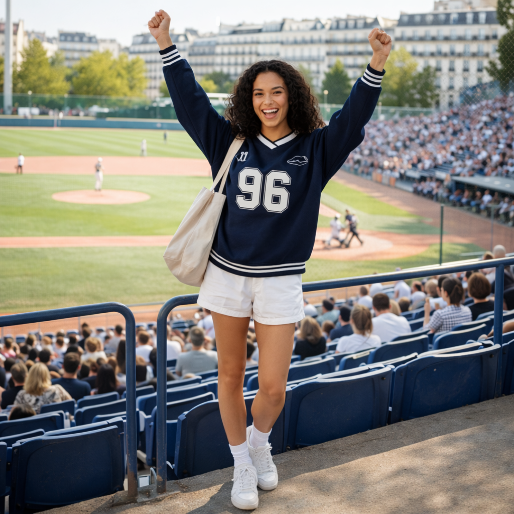 Sweat Femme Oversize Baseball Col V