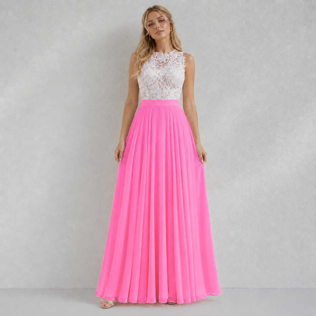 Robe Longue Femme Dentelle & Voile