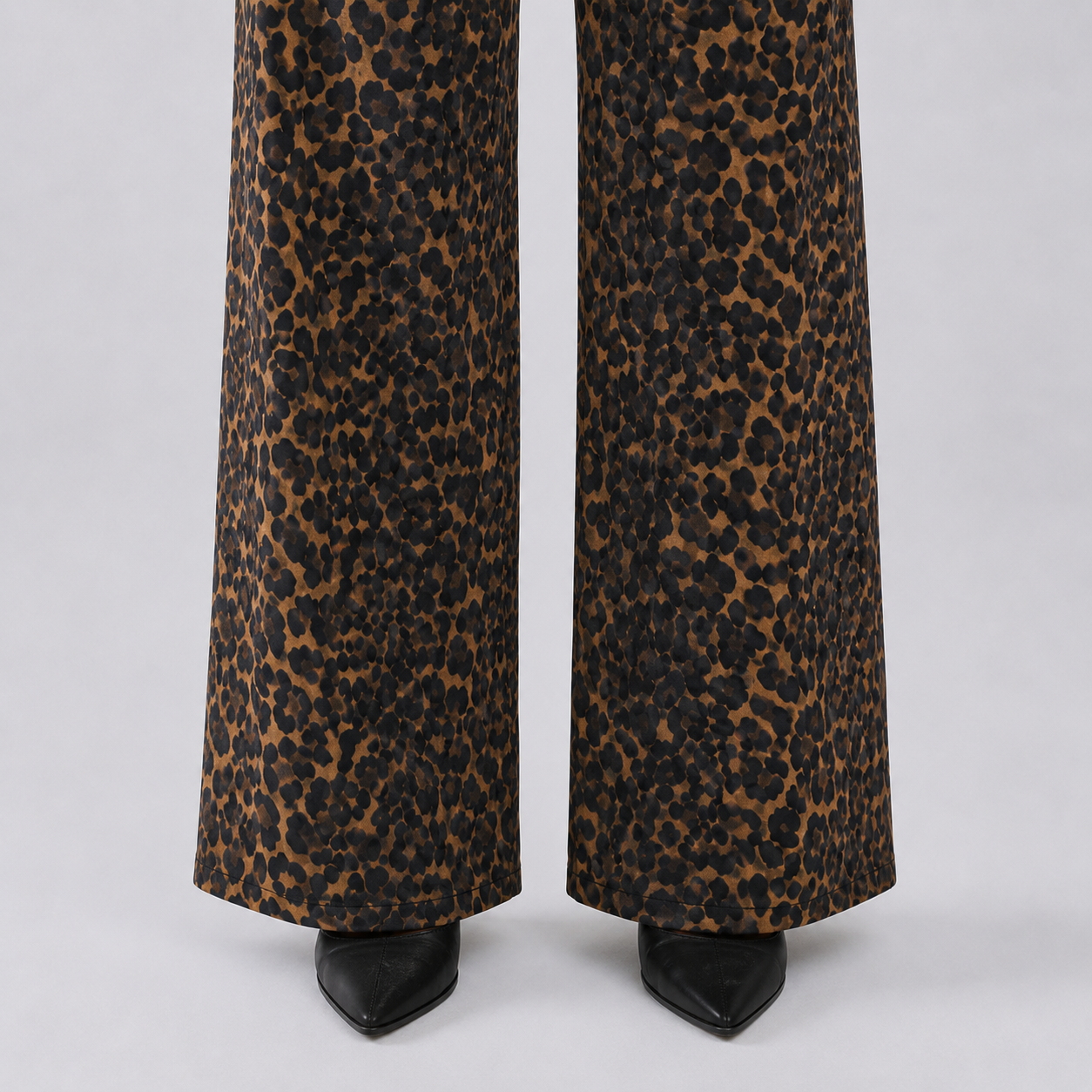 Pantalon Léopard Femme Taille Haute | Jean Large Marron