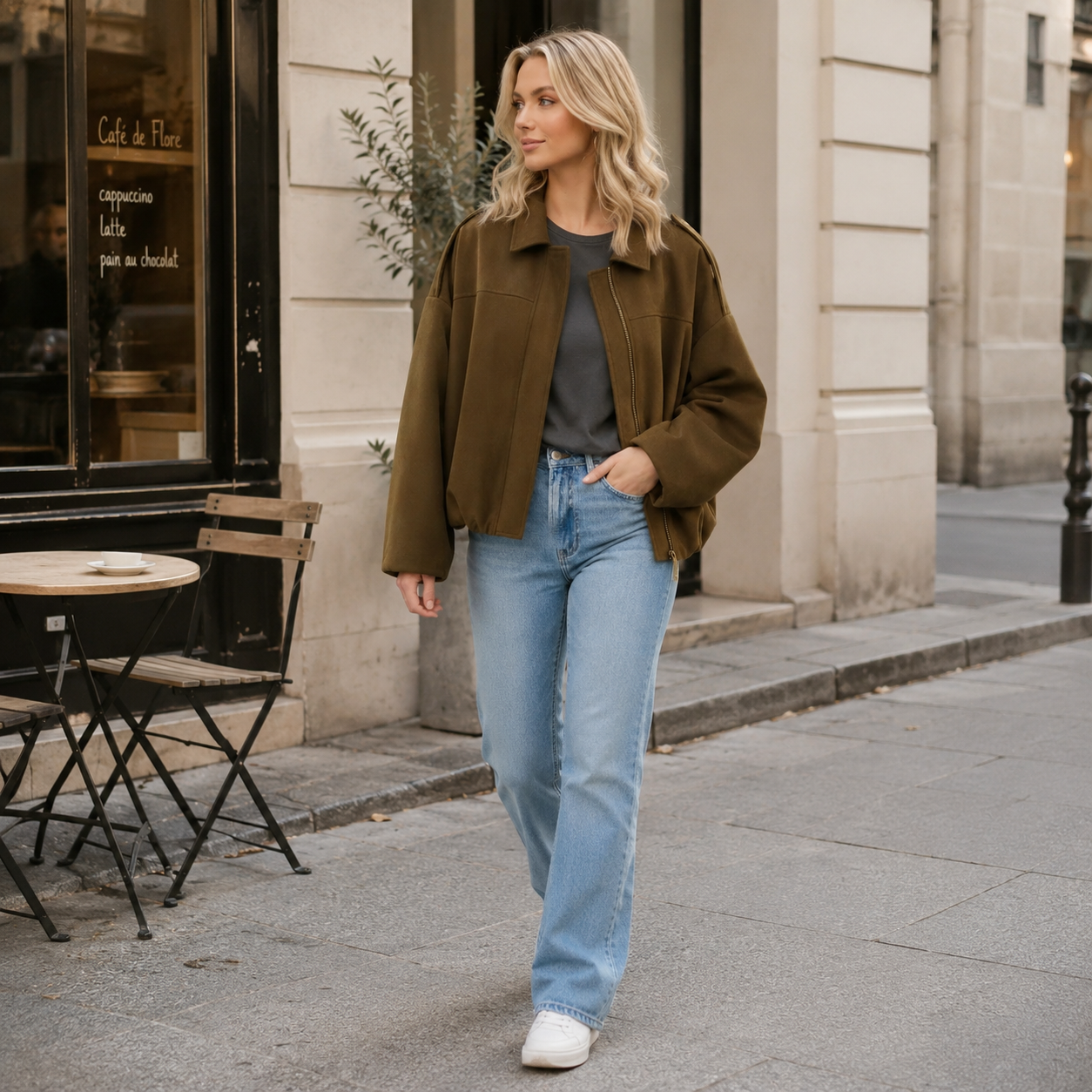Veste Bomber Femme Effet Suédé Zippée | Ruvafashion