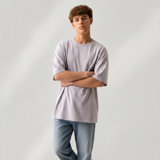 T-shirt coupe droite lilas clair logo brodé RS Rough Studios