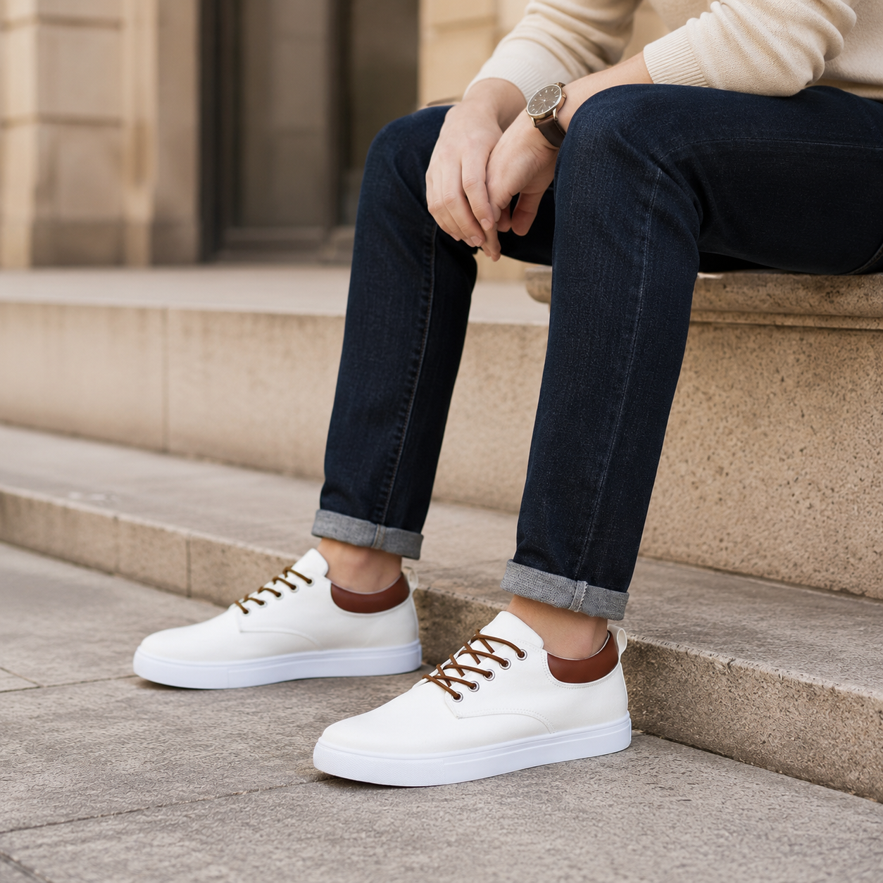 Baskets Homme en Toile Basses | Semelle Blanche