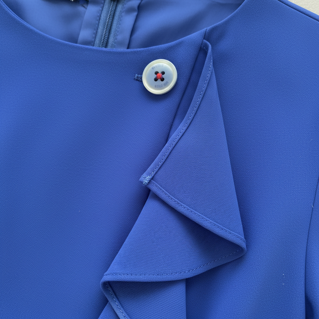 Robe midi bleu roi à manches courtes avec volants et bande rayée – River Woods - Neuf avec étiquette